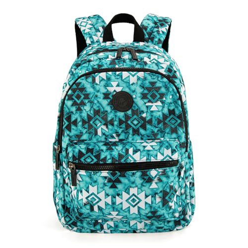 Montana West Western Backpack Purse for Women Lightweight Rucksack Casual Daypack for Laptop Travel College - color: Aztec Turquoise