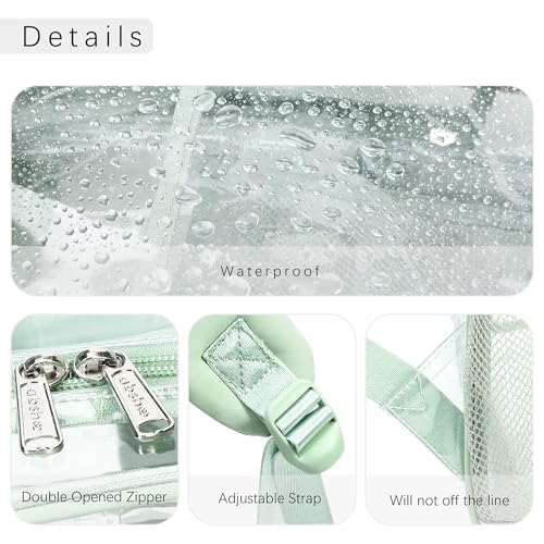 abshoo Large Clear Backpack For Girls Women Heavy Duty Transparent Backpacks Clear School Bookbag (Light Green) - color: Light Green