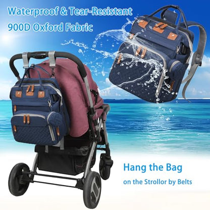 Jeryswet Baby Diaper Bags with Changing Station, Waterproof Large Capacity Diaper Bag Backpack for Moms Dads with USB Charging Port and Stroller Straps, Baby Shower Gifts, Blue - color: Blue