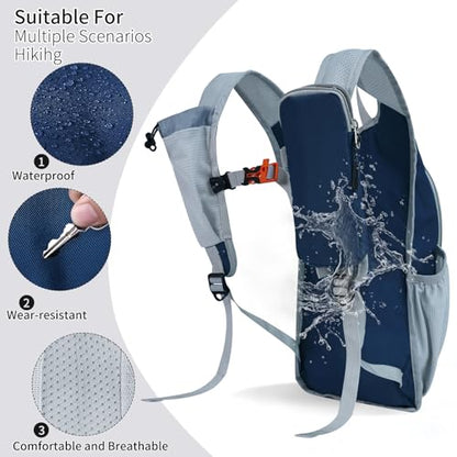 Hiking Backpack 10L/15L Small Daypack Lightweight Packable Travel Foldable Water Resistan for Women Men (Navy Blue, 15L) - color: Navy Blue, size: 15L