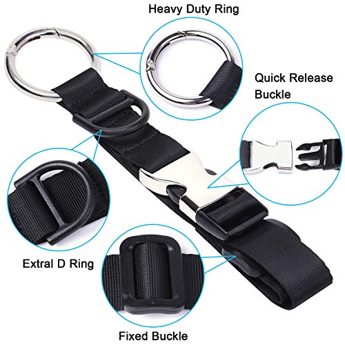 Wisdompro Jacket Gripper Strap, Add a Bag Luggage Straps Baggage Suitcase Belts Travel Accessories with Hook and D-Ring - Make Your Hands Free, Easy to Carry Your Extra Bags - Black - color: Black