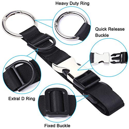 Wisdompro Jacket Gripper Strap, Add a Bag Luggage Straps Baggage Suitcase Belts Travel Accessories with Hook and D-Ring - Make Your Hands Free, Easy to Carry Your Extra Bags - Black - color: Black