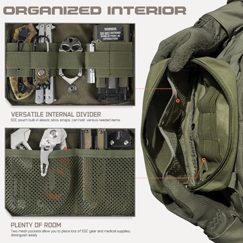Molle Admin Pouch for Tactical Backpack, EDC Tool Pouch Organizer, Tactical Admin Pouch Molle, Belt Zipper Utility Waist Bag, Horizontal Phone Pouch with US Flag Patch - color: Army Green