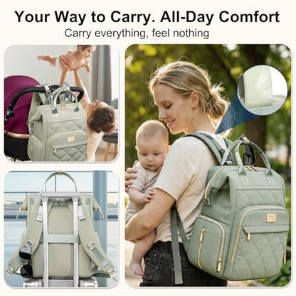 Weitars Diaper Bag Backpack Travel Diaper Backpack, Large Baby Diaper Bag with Changing Pad Baby Bag for Boys Girls, Insulated Pockets, Waterproof Baby Backpack for Mom & Maternity (Green) - color: Green