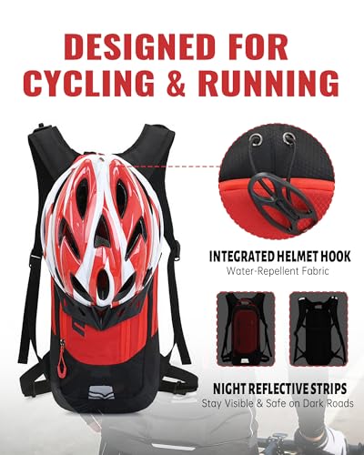 Croogo Hydration Packs,Hydration Backpack with 2L Hydration Bladder,Bicycle Daypack Waterproof Breathable Bag for Climbing - color: Ot04-black/Red-sd