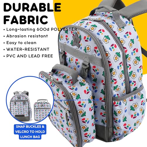 J World Duet Kids Backpack & Lunch Box Set For Girls & Boys Pre-K to Elementary School, Every Daisy - color: Every Daisy