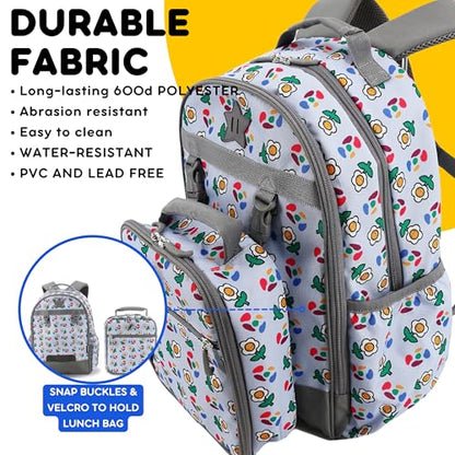 J World Duet Kids Backpack & Lunch Box Set For Girls & Boys Pre-K to Elementary School, Every Daisy - color: Every Daisy