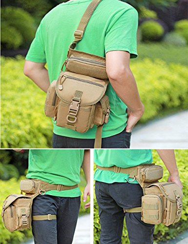 Multi-Purpose Hiking Waist Fanny Pack Running Backpack Outdoors Camping Bike Cycling Shoulder Bag - color: Khaki