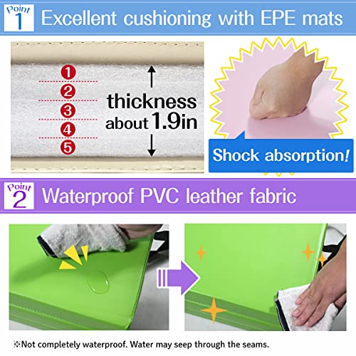 KaRaDaStyle Gymnastics Mat Folding Stretch Mats 71"x39"x2" Exercise Muscle Training Children Play Horizontal Bar Mat Yoga Sports Soundproof Home Use - color: Red/4-fold