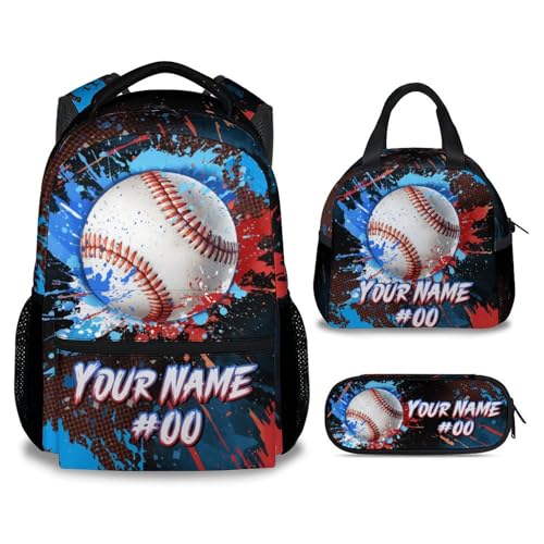 COZYAURA Backpack for Kids - Personalized Baseball Backpacks Set for School - Boys Bookbag with Lunch Box - Youth Back Pack for Elementary Middle School - color: Style-3