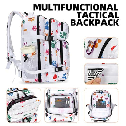 Lovelinks21 25L Tactical Military Backpack Small Travel Rucksack for Men and Women Assault Pack Bug Out Bag Molle Daypack Gym Backpack with Bottle Holder (Cat Paw) - color: Cat Paw