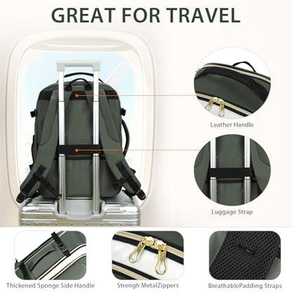 KROSER Laptop Backpack Large Computer Backpack Fits up to 17 Inch Laptop Water-Repellent 40L Travel Backpack Casual Daypack for Business/College/Women/Men-Beige/Army Green/Black - color: Beige/Army Green/Black