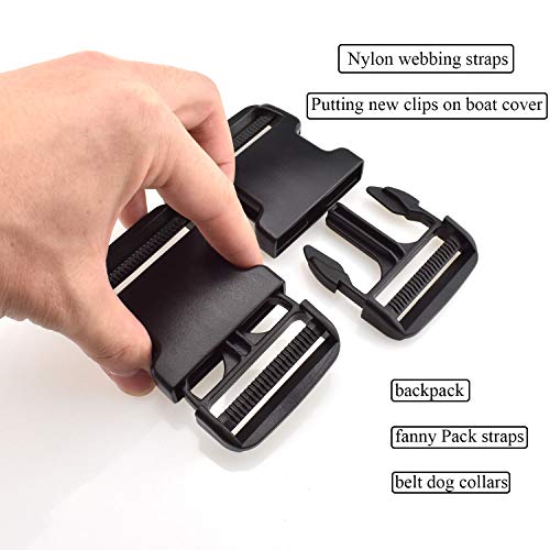 SGH Pro Extra Thick Hard Plastic Materials Military Grade Dual Adjustable Quick Side Release Buckles 2 Inch Wide 3 Pack Clips Snaps No Sewing Replacement for Nylon Strap Webbing Boat Cover Backpack - size: Extra Thick Dual Adjustable 2 inch 3 pieces