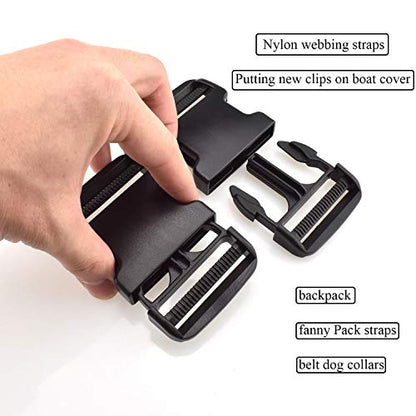SGH Pro Extra Thick Hard Plastic Materials Military Grade Dual Adjustable Quick Side Release Buckles 2 Inch Wide 3 Pack Clips Snaps No Sewing Replacement for Nylon Strap Webbing Boat Cover Backpack - size: Extra Thick Dual Adjustable 2 inch 3 pieces