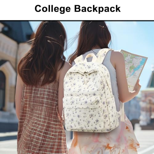 BTOOP School Backpacks for Teen Girls Bookbags Lightweight Kids Backpack School Bags Set with Lunch Box Pencil Case - color: Purple Flower 201
