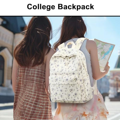 BTOOP School Backpacks for Teen Girls Bookbags Lightweight Kids Backpack School Bags Set with Lunch Box Pencil Case - color: Purple Flower 201