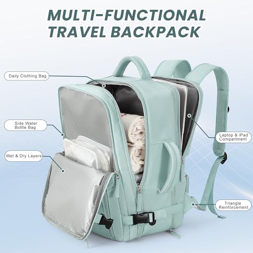 Beraliy Large Travel Backpack for Women Airline Approved, Carry On Backpack, 17 Inch Laptop Backpack, Personal Item Bag Casual Daypack Backpacks, Mint Green - color: Mint Green, size: X-Large