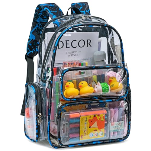 CAMTOP Clear Backpack Heavy Duty Transparent Bag See Through BookBag for Student School Work Festival Sport Travel (Y-Graffiti) - color: Y-graffiti, size: Medium-17‘’