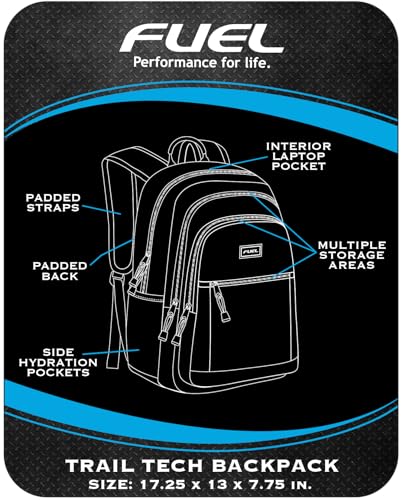FUEL Laptop Durable Hiking Travel Commuter Carry On Casual Daypack Classic Bag Backpack, Black - color: Black
