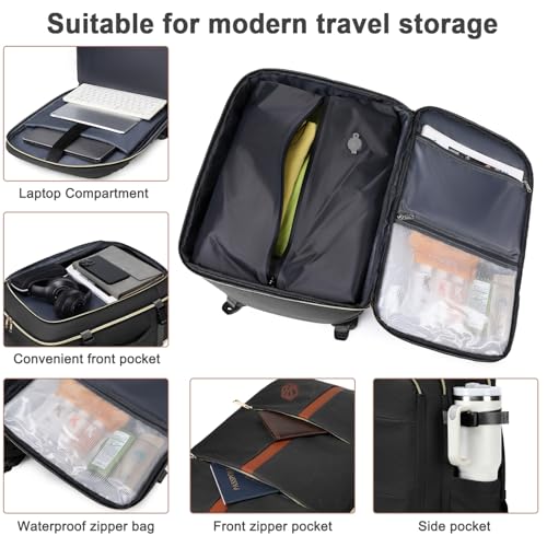 40L Travel Laptop Backpack for Women & Men, Airline Approved Carry On Luggage Overnight Bags, Waterproof Personal Item Bag, Weekender Essentials Backpacks Vacuum Backpack Black - color: Black