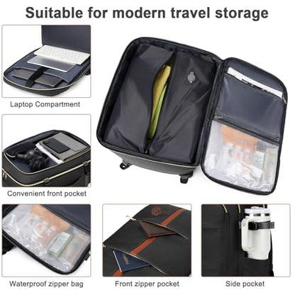 40L Travel Laptop Backpack for Women & Men, Airline Approved Carry On Luggage Overnight Bags, Waterproof Personal Item Bag, Weekender Essentials Backpacks Vacuum Backpack Black - color: Black