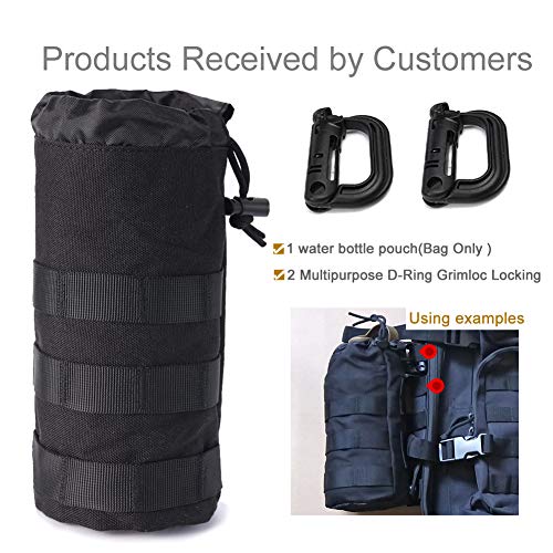 Upgraded Sports Water Bottles Pouch Bag, Tactical Drawstring Molle Water Bottle Holder Tactical Pouches, Travel Mesh Water Bottle Bag Tactical Hydration Carrier - color: Black-1Pack