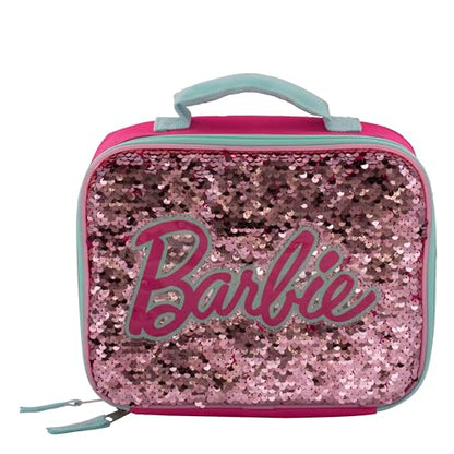 AI ACCESSORY INNOVATIONS Barbie 4 Piece Backpack Set, Sparkle & Shine with this Magic Flip Sequin School Bag for Girls with Zip Front Pocket, Pink - color: Barbie Pink