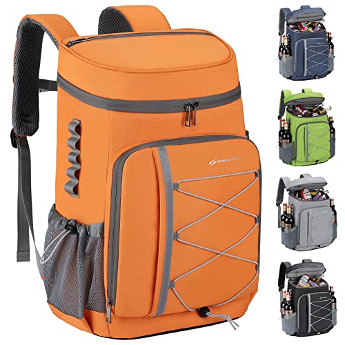 Maelstrom Cooler Backpack - 35/50 Can Insulated Soft Cooler Lunch Bag for Camping, Beach, Hiking & Shopping - color: Orange, size: 35 Can