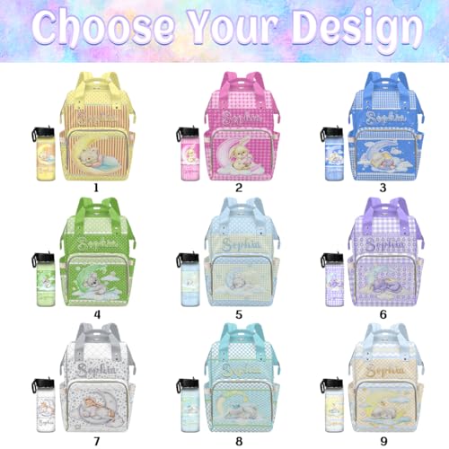 Newcos Personalized Baby Diaper Bag Backpack for Newmon, Custom Name Diaper Bag with Water Bottle, Customized Monogram Mommy Bags Nursing Bag Tote for Baby Wife Dad Women Mothers Day Birthday Purple - color: Patten 21