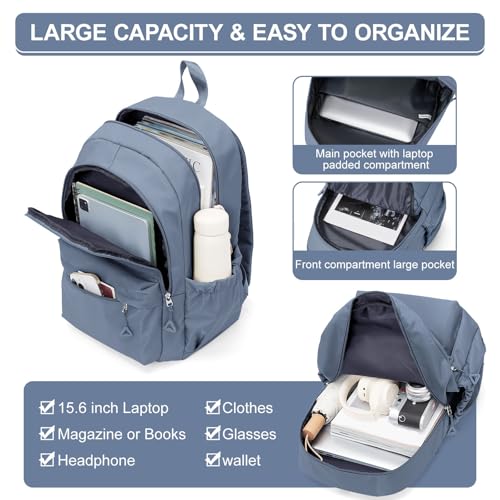 Casual Laptop Backpack for Women Men College Bookbag Waterproof Lightweight School Bag 15.6inch Laptop Daypack Large Capacity School Backpack for Teens Boys Girls (sapphire blue) - color: Sapphire Blue