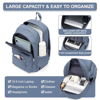 Casual Laptop Backpack for Women Men College Bookbag Waterproof Lightweight School Bag 15.6inch Laptop Daypack Large Capacity School Backpack for Teens Boys Girls (sapphire blue) - color: Sapphire Blue