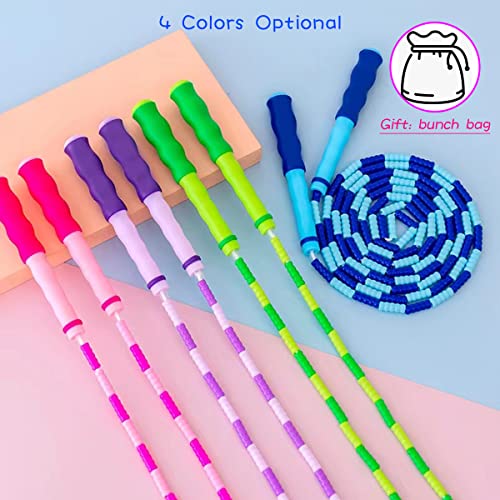 Jump Rope for Kids Girls and Boys, Soft Beaded Jump Ropes, Adjustable Skipping Rope, Tangle-Free Segmented Rope for Kid and Women Men Adults Exercise, Keeping Fit, Training - 9.2Ft - color: Green and Purple