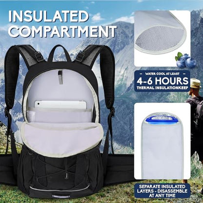N NEVO RHINO Hydration Backpack with Water Bladder 3L, Hiking Backpack with Rain Cover, Insulation Water Daypack for Cycling Biking - color: 01 Black