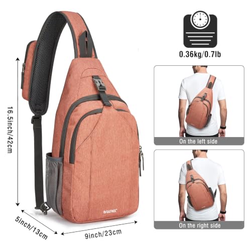 G4Free Sling Bag for Men and Women, RFID Blocking Crossbody Bag, Lightweight Sling Backpack for Travel, Hiking, Walking and Daily Use - color: Light Orange