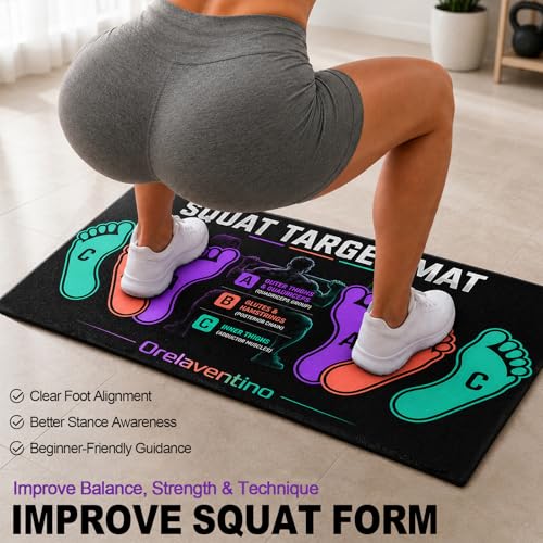 Squat Mat with Foot Position,Non-Slip Workout Mat for Squats & Leg Exercises, Improves Muscle Activation & Knee Support, Home Gym Fitness Mat,30 * 13.8"inch Squat Pad - color: Purple Black