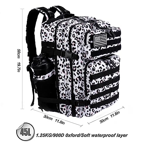 LHI Military Tactical Backpack for Men and Women 45L Army 3 Days Assault Pack Bag Large Rucksack with Molle System - Leopard - color: 2.2 Leopard