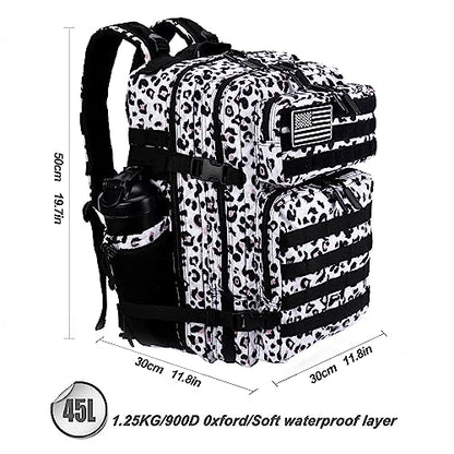 LHI Military Tactical Backpack for Men and Women 45L Army 3 Days Assault Pack Bag Large Rucksack with Molle System - Leopard - color: 2.2 Leopard