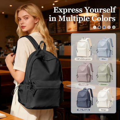 Classic Basic Black Backpack For Women,Waterproof High School Bookbag,Lightweight Casual Travel Daypack,College Backpack Men,Middle School Bag For Girls Boys - color: A1-black