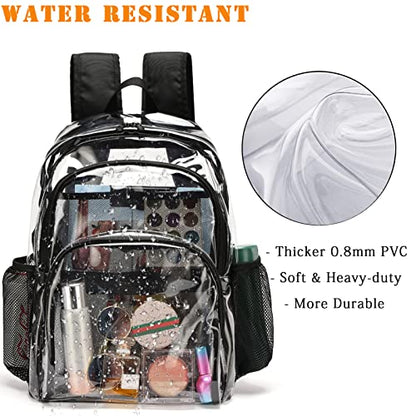 Clear Backpack, Clear Bag Stadium Large See Through Bookbag Heavy Duty PVC Transparent Backpacks for School - color: Navy Blue-1pack