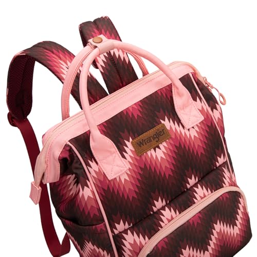 Montana West Wrangler Aztec Callie Diaper Bag Backpack with Stroller Straps Multifunction Baby Travel Bag WG2211-9110DPK - color: Classic Dark Pink