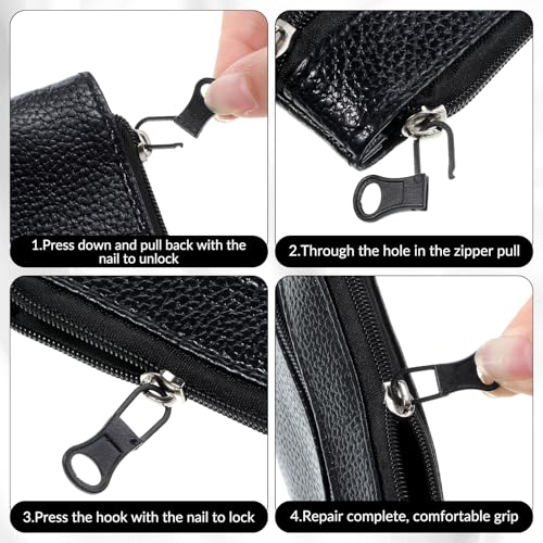 Metal Replacement Zipper Pull Tab, 10 PCS Detachable Zipper Pull Replacement Removable Zippers Repair Kit Zippers Clips for Jackets, Jeans, Backpacks, Purses, Coat, Pants, Suitcase, Purse, Small Holes