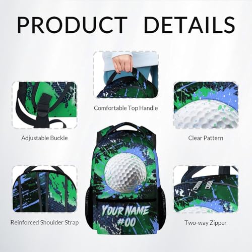 COZYAURA Kids' Backpacks - Personalized Golf Backpack Set for Boys Girls - Sports Bookbag for Elementary Middle School - Cool Ball School Bag with Lunch Bag & Pencil Case - color: Style-a