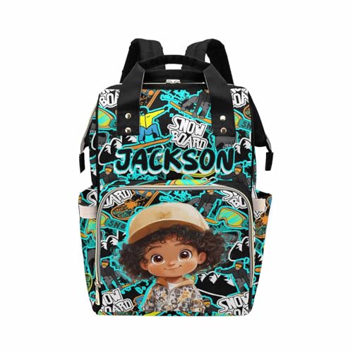 Newcos Personalized Baby Diaper Bag for Women, Custom Name Backpacks Tote with Name, Customized Mommy Bags Travel Backpack Nursing Bag Water Bottle for Newborn Mom Wife Dad Men Mothers Day Black - color: Patten 18