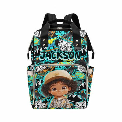 Newcos Personalized Baby Diaper Bag for Women, Custom Name Backpacks Tote with Name, Customized Mommy Bags Travel Backpack Nursing Bag Water Bottle for Newborn Mom Wife Dad Men Mothers Day Black - color: Patten 18