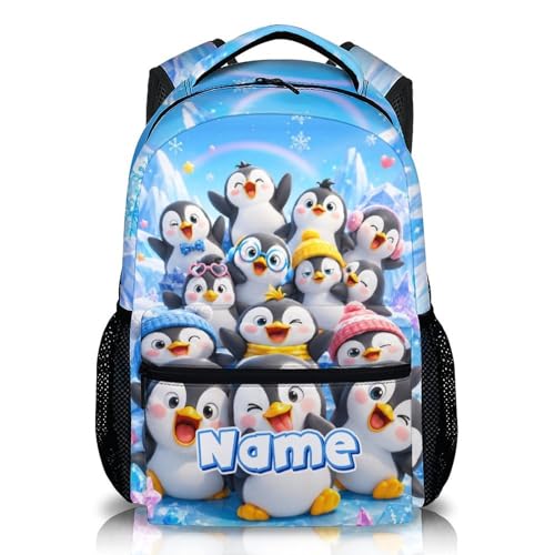 Kids Backpack for Toddlers Boys Girls Custom Penguin Schoolbag for School Travel Picnic, Lightweight Cute Animal Bookbag Kindergarten Preschool Elementary - color: White