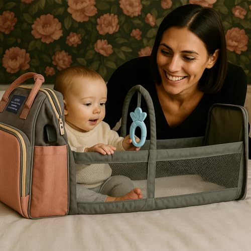 Multifunctional Baby Diaper Bag Backpack with Changing Station Baby Bag for Moms, Dads, Shower Gifts for Newborn Essentials - color: Diaper Bag Pink
