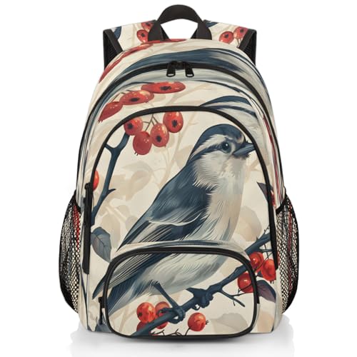 Rustic Bird Laptop Backpack for Women Men, 18.3 Inch Travel Work Backpacks, Vintage Bird Waterproof Computer Casual Daypack Nurse Teacher Bags - color: Multicolor 12