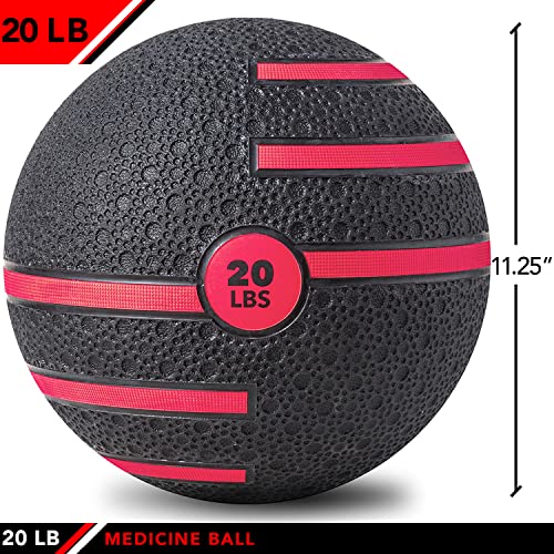 JFIT Dual Texture Medicine Ball – Weighted Exercise Ball for Strength, Core & Functional Fitness Training - style: 20lb