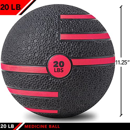 JFIT Dual Texture Medicine Ball – Weighted Exercise Ball for Strength, Core & Functional Fitness Training - style: 20lb