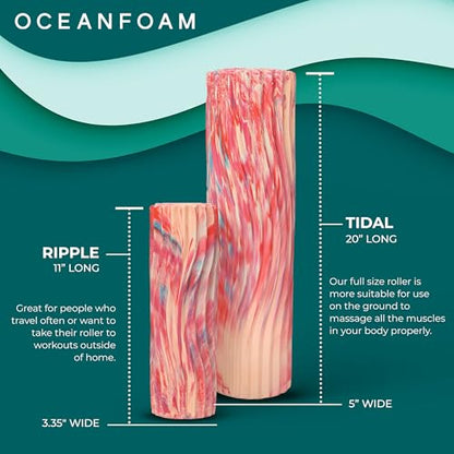 Oceanfoam Tidal Roller - Cotton Candy - Muscle Massage Foam Roller for Back Pain & Stretching - Firm and Ergonomic Wide Wave Textured - Yoga, Athletics, & Wellness - Full Size, 20" x 5" - color: Cotton Candy